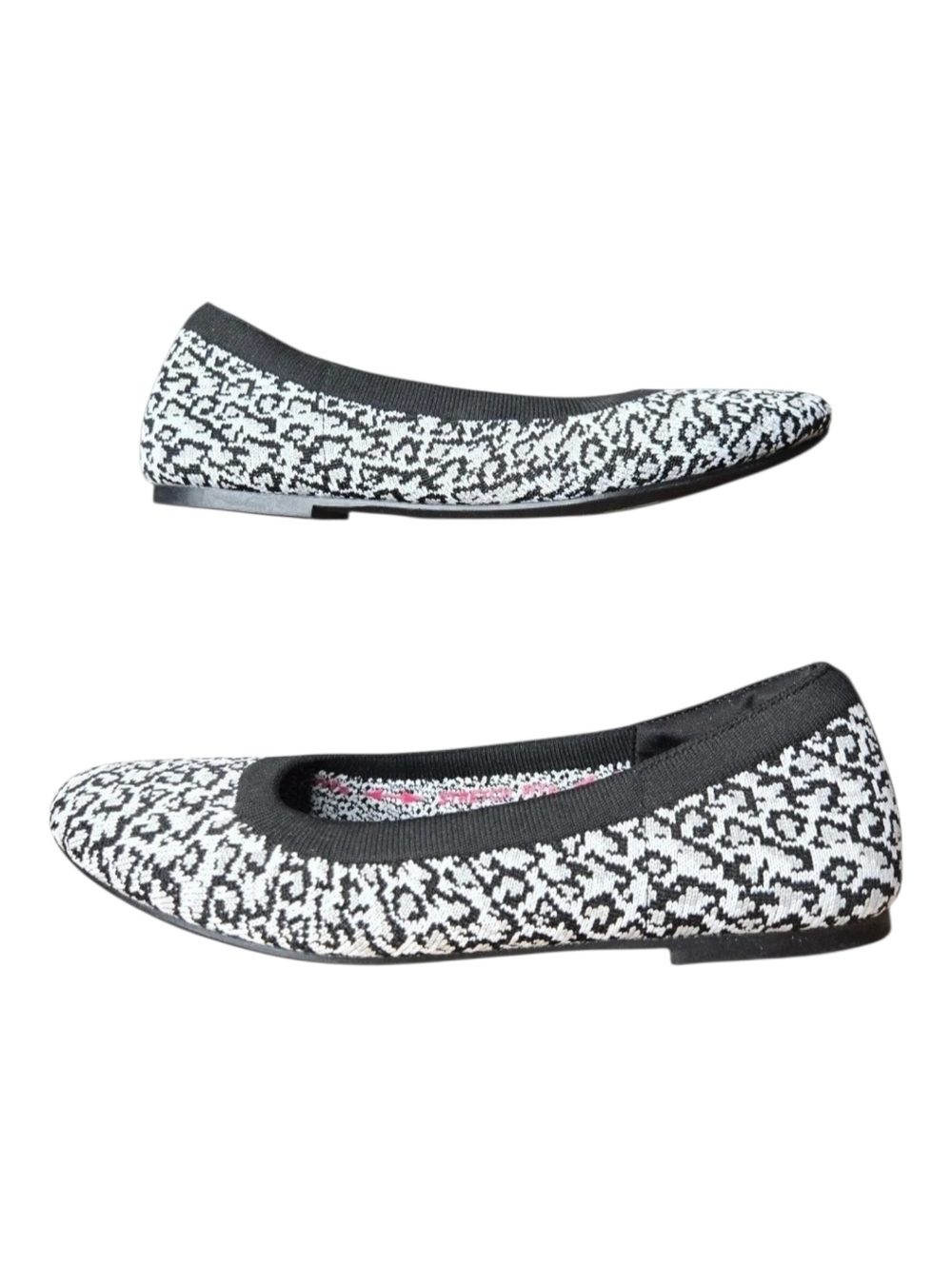 Skechers Womens Air Cooled Memory Foam Black Leopard Print Knit Cleo Flats 8.5